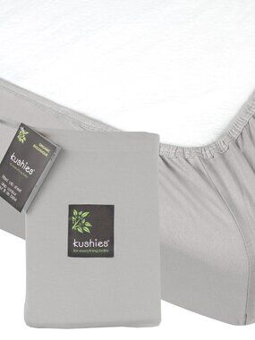 NWT Kushies 100% Organic Cotton Jersey Gray Fitted Baby Crib Sheet 28 x 52"